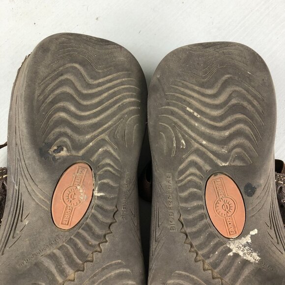 Earth Women's Size 7 Willow Brown Leather Open Toe Slingback Wedge Heel Sandals - Picture 9 of 13